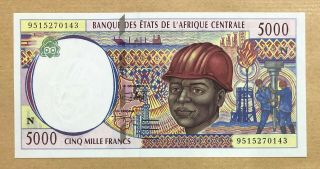 Central African States/n Equatorial Guinea - 5000 Fr - Scarce Date 1995 - P.  504nb,  Unc