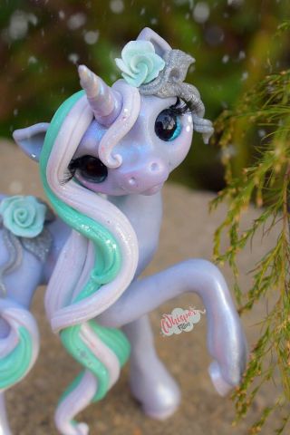 Whisper Fillies Mountain Rose Unicorn Pony Filly Figurine Handmade Doll