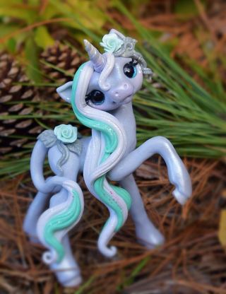 Whisper Fillies Mountain Rose Unicorn pony Filly Figurine Handmade doll 2