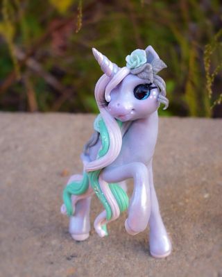 Whisper Fillies Mountain Rose Unicorn pony Filly Figurine Handmade doll 3