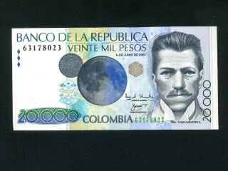 Colombia:p - 454a,  20000 Pesos,  2001 Julio Garavito Unc