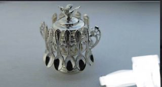 Miniature Artisan Signed Sterling Silver Acquisto Victorian Spooner