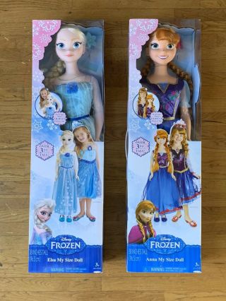 Disney Frozen Elsa & Anna Huge 38” My Size Princess Dolls Both Htf