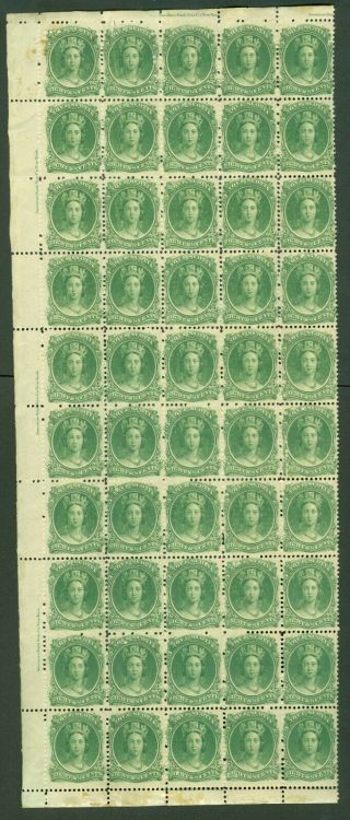 Sg 15 Nova Scotia 1860 - 63.  8½ Cent,  Marginal Block Of 50.  Some Perf Splits.