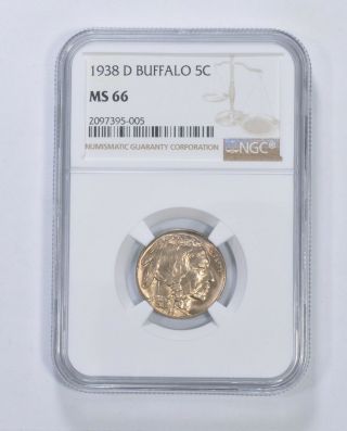 Ms66 1938 - D Indian Head Buffalo Nickel - Graded Ngc 7607