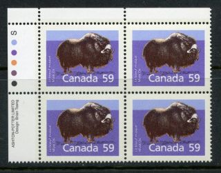 Canada 1989 Musk Ox Block Of 4,  Slater Paper Perf 14.  4 X 13.  8 Unitrade 1174i Mnh
