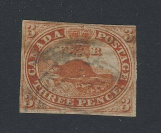 Canada Early Stamp 4b - 3c Imperforate Beaver Thin Paper F/vf Guide Value=$200.  00
