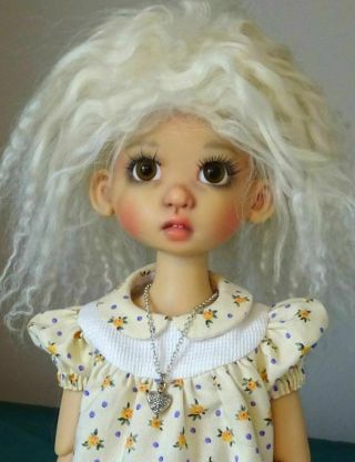 Handmade White Tibetan Mohair Doll Wig Sz 8 - 9 " Fits Kw Gracie & Other Size 9s