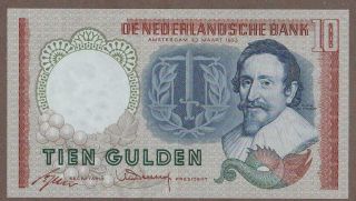 1953 Netherlands 10 Gulden Note Unc
