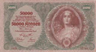 50 000 Kronen Fine Banknote From Austria 1922 Pick - 80