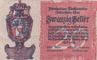 20 Heller Aunc Banknote From Liechtenstein 1920 Pick - 2