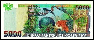 COSTA RICA 5000 5,  000 COLONES 2004 P 268 UNC / 3