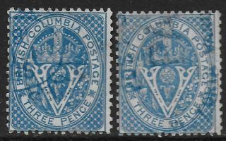 British Colombia Stamps 1865 Sg 21 - 22 Canc Vf