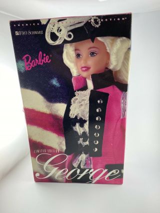 Nib George Washington Fao Schwarz Barbie Doll 1996 Mattel