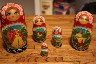 Hand Crafted And Painted Family Couple Matryoshka Russian Wood Nesting Doll