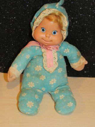 Vintage 1970 Talking Mattel Baby Beans Doll In Flower Blue Outfit 13 "