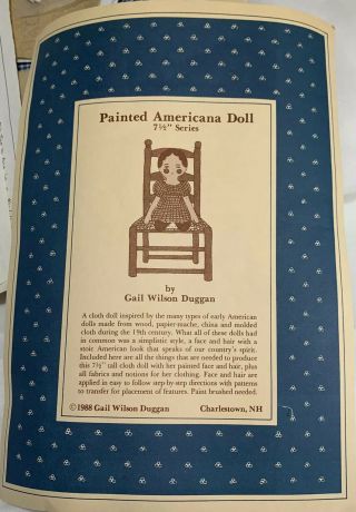 Gail Wilson Duggan Painted Americana Doll Kit 7.  5in Series 1988