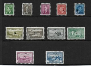 1950 Canada: Official " G " Set To $1 Sg O178 - O190 Lightly Mounted