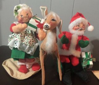 Annalee Mobilitee Christmas 8 " Reindeer Deer & Santa,  Mrs Claus