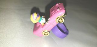 Vintage Polly Pocket 1994 Pink Racy Roadster Car Ring With Doll