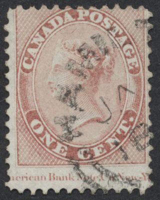 Canada 14vii 1c Victoria,  Perf 12,  Plate Imprint At Bottom,  Fine