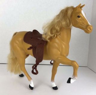 Vintage 1980s Mattel Barbie Dallas Golden Palomino Dream Horse With Saddle