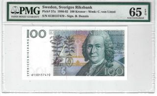 P - 57a 1986 - 92 100 Kronor,  Sweden,  Sveriges Riksbank,  Pmg 65epq Gem