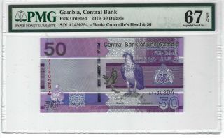 P - Unl 2019 50 Dalasis,  Gambia Central Bank,  Pmg 67epq Gem