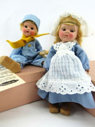 1950 Strung Vogue Ginny Doll Dutch Brother & Sister In 2 Pink Boxes