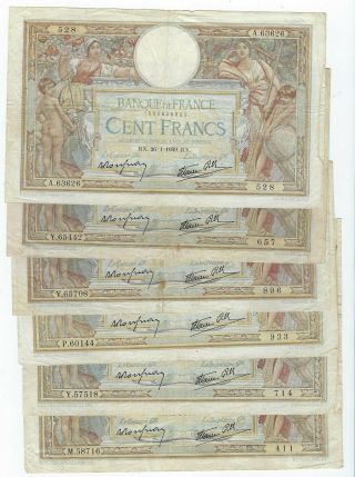 France P - 86b 100 Francs 1938,  39 Circulated 6 Notes