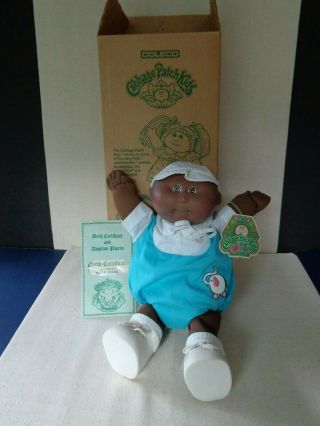 Vintage Cabbage Patch Kids Black Boy Doll Preemie 1984 Jc Penney W/original Box