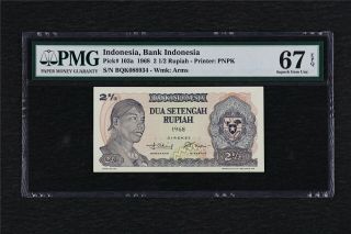 1968 Indonesia Bank Indonesia 2 1/2 Rupiah Pick 103a Pmg 67 Epq Gem Unc