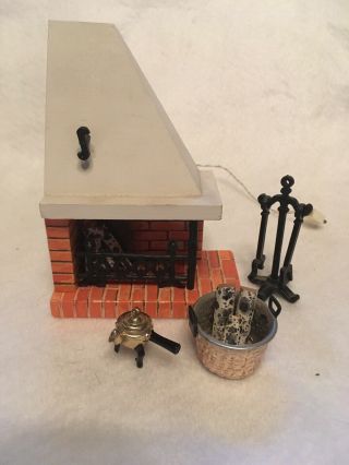 Vintage Lundby Dollhouse Furniture Fireplace And Accessories.  Electric.  5780