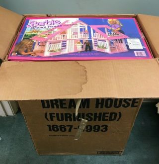 Vintage 1985 Barbie Dream House Furnished W/ Oringal Mail -