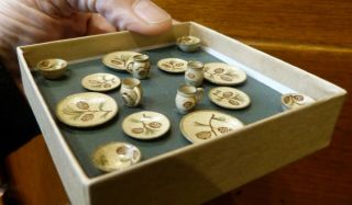 IGMA Artisan Jane Graber Miniature Stoneware Pine Cone Dinner Set: 1:12 Scale 2