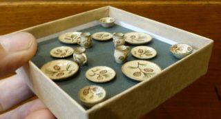 IGMA Artisan Jane Graber Miniature Stoneware Pine Cone Dinner Set: 1:12 Scale 3