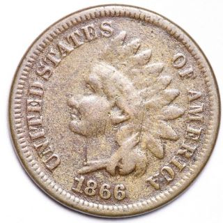 1866 Indian Head Small Cent Choice Vg E115 Jnt