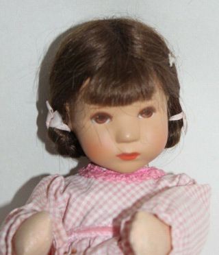 Kathe Kruse Puppen Doll Pink Gingham Dress Braids