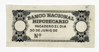Waterlow & Sons Proof Ca.  1910 - 30 Banco Nac.  Hipotecario Bond Coupon Unc W&s.