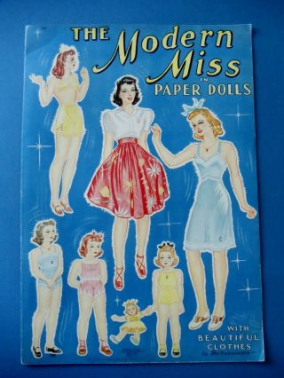 Vtg 1942 The Modern Miss Paper Dolls Book Van Swearingen Saalfield 300 Uncut