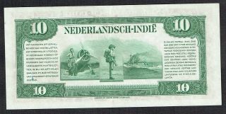 Netherlands Indies 10 Gulden 1943 AU/UNC Muntbiljet Indonesia ABNC P114 2
