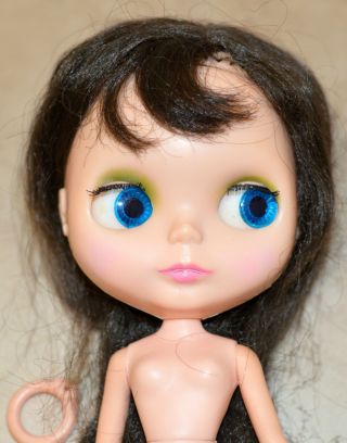 Kenner 1972 Blythe Doll Brunette Wispy Bangs Face 7 Line Version