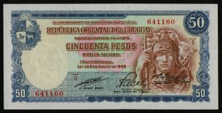 Uruguay (p042ab) 50 Pesos L.  1939 (1967) Aunc