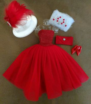Vintage Barbie Fashion Red Party Dress Pure Xmas Special