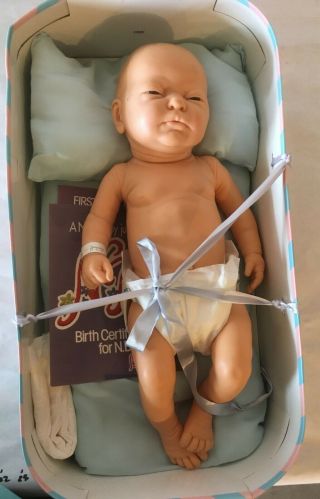 Vtg.  Berjusa Life - Like/realistic Born Baby Boy Doll 20 " Box/papers
