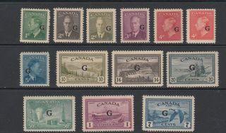 Canada 1950 - 52 Official Set Mh,  Sg 0178 - 0190