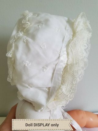A7 Vintage Bonnet Baby Lace Ruffled Large Dolls Clothes Babies Frilly Soft