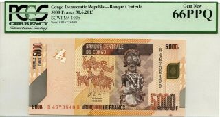 Congo Democratic Republic 5000 Francs 2013 Pick 102 B Lucky Money Value $360