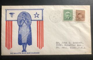 1942 Ottawa Canada Patriotic Cover To St Paul Mn Usa We Salute Our War Nurses