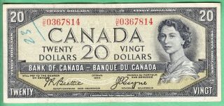 1954 Bank Of Canada Twenty Dollars " Devil 